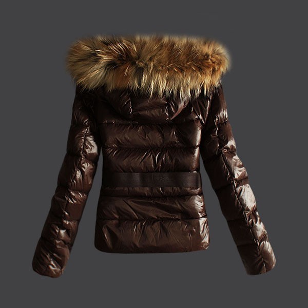 Moncler marrone cinturino E Pelliccia Cap Donna Giacche uscita